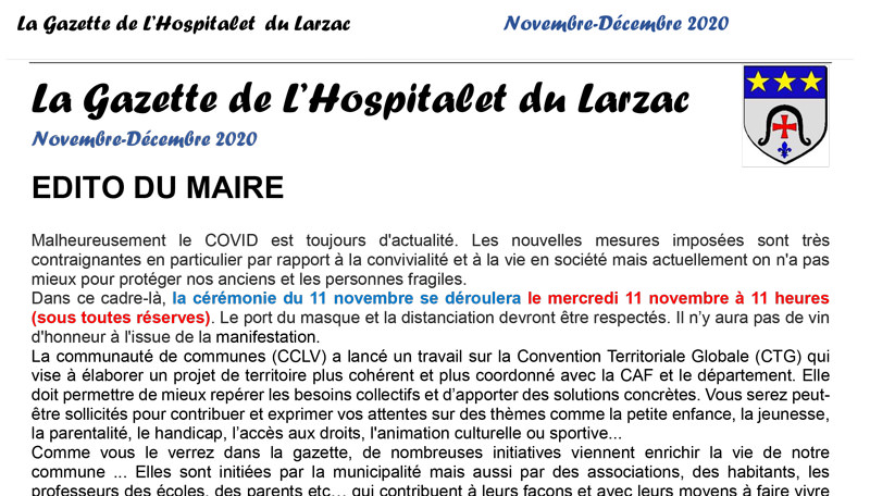 La gazette, nov.-déc. 2020